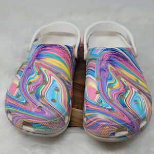 Crocs Clogs Comfort Out Of This World Swirl Pastel Tie Dye Rainbow Men's 12